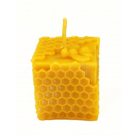 Wax candle "Cube with cell and bees"