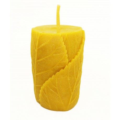 Wax candle with leaves